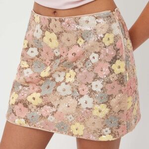 Cider Sequins Floral Mini Skirt Size XL